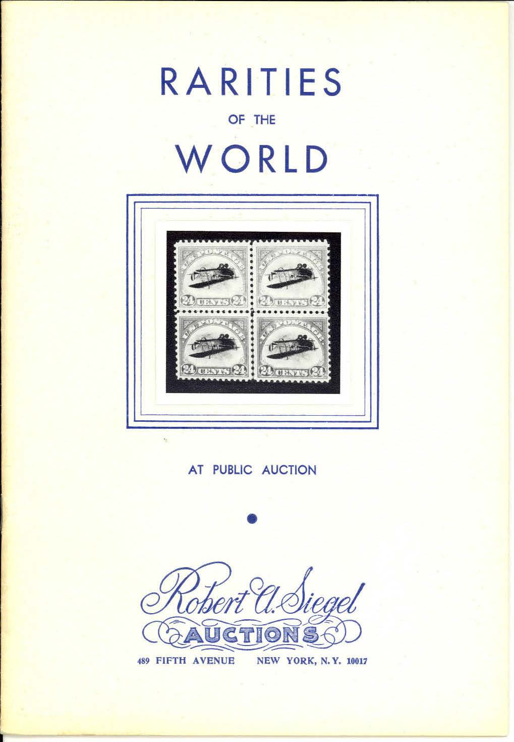 The first Rarities of the World sale held by Siegel on February 27, 1964 — Siegel Auction Galleries